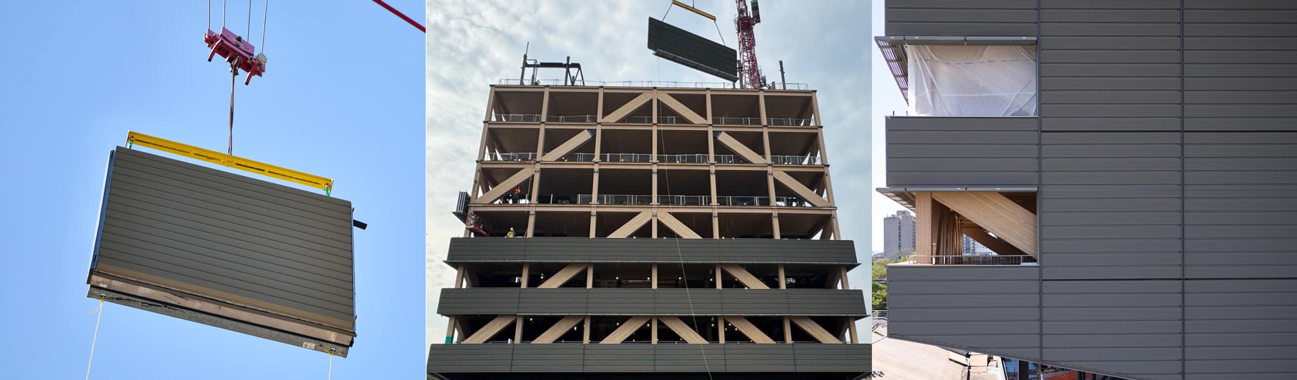 UnitiWall prefabricated wall panels installed at the Academic Wood Tower, University of Toronto